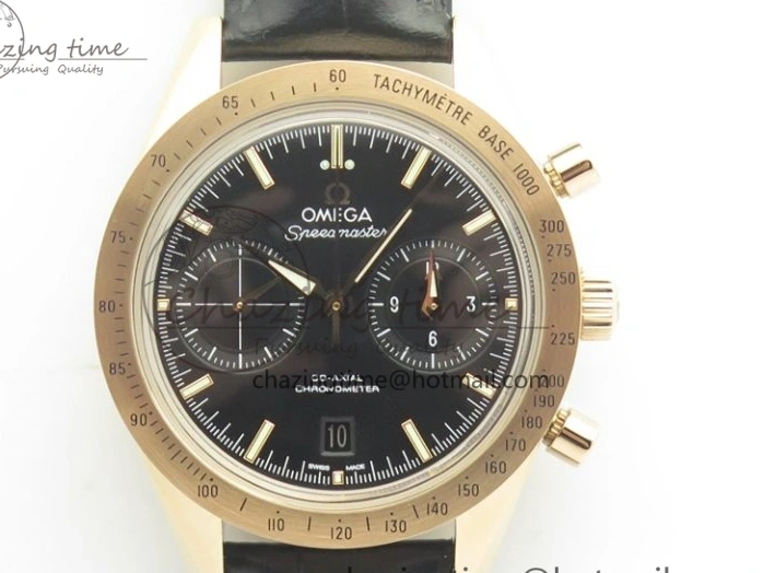 0113 Speedmaster ’57 Co-Axial RG OMF 1:1 Best Edition Black Dial On Leather Strap A9300 (Free Leather Strap) Resilient 8064